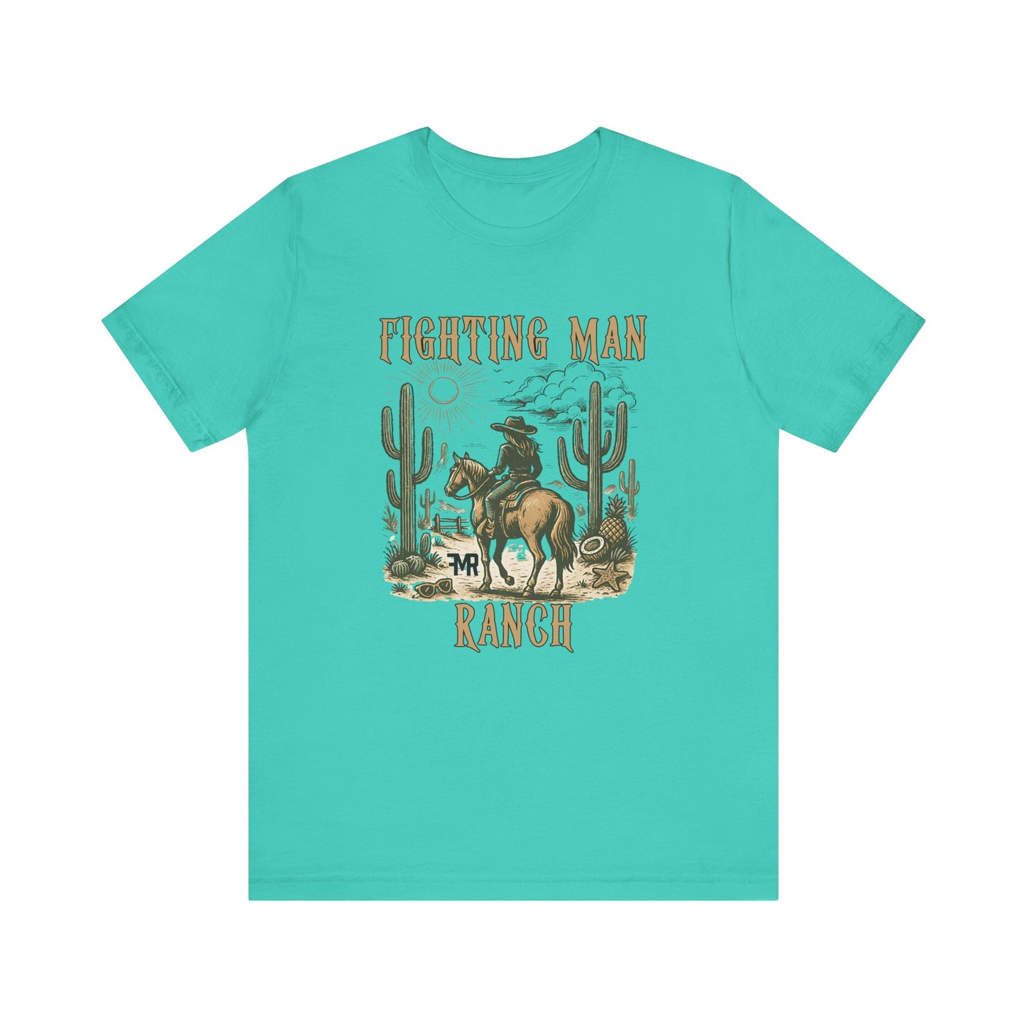 Fighting Man Ranch T-Shirt, Western Tee for Cowboy Lovers, Rustic Style Apparel, Casual Wear, Gift for Ranch Enthusiasts, Unique Cowboy Gift