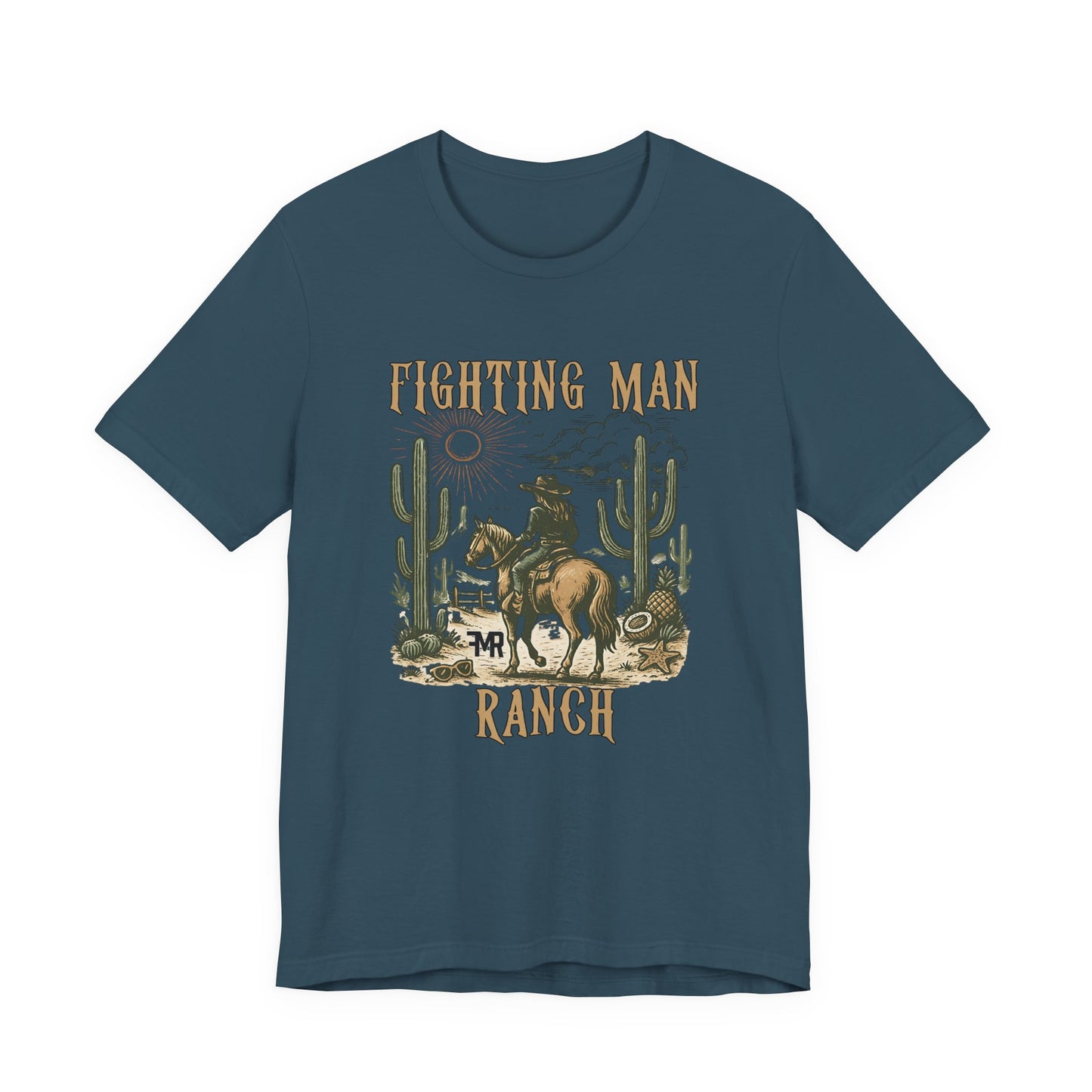 Fighting Man Ranch T-Shirt, Western Tee for Cowboy Lovers, Rustic Style Apparel, Casual Wear, Gift for Ranch Enthusiasts, Unique Cowboy Gift