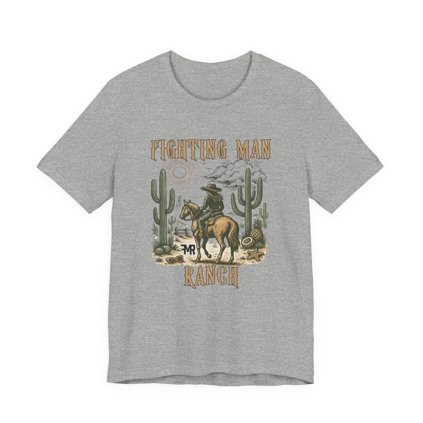 Fighting Man Ranch T-Shirt, Western Tee for Cowboy Lovers, Rustic Style Apparel, Casual Wear, Gift for Ranch Enthusiasts, Unique Cowboy Gift