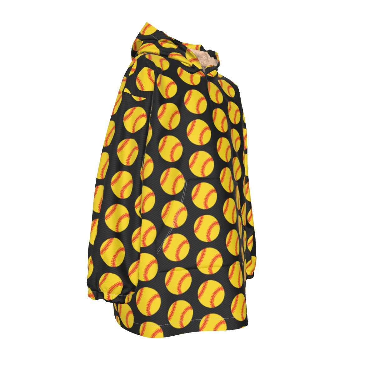 Kid's Softball Sherpa Fleece Hoodie Blanket
