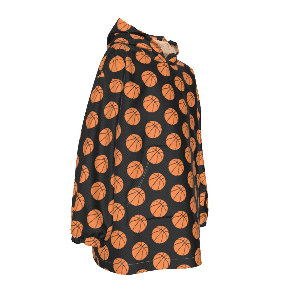 Kid's Basketball Sherpa Fleece Hoodie Blanket