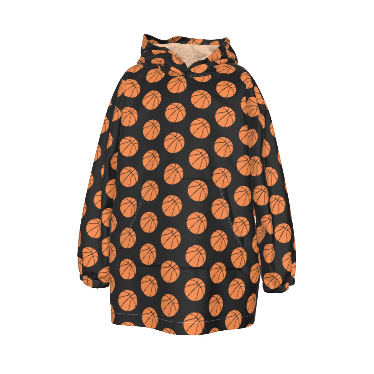 Kid's Basketball Sherpa Fleece Hoodie Blanket
