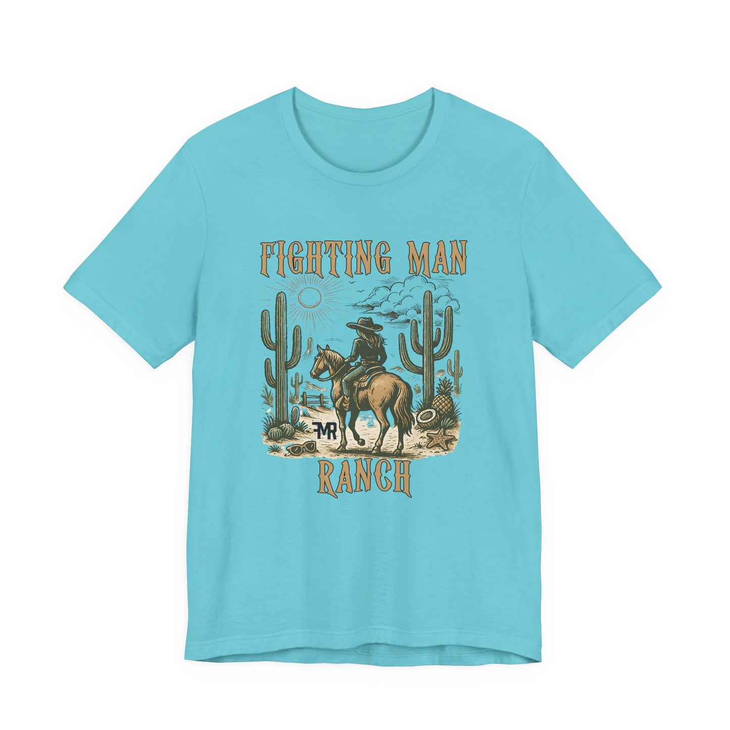 Fighting Man Ranch T-Shirt, Western Tee for Cowboy Lovers, Rustic Style Apparel, Casual Wear, Gift for Ranch Enthusiasts, Unique Cowboy Gift