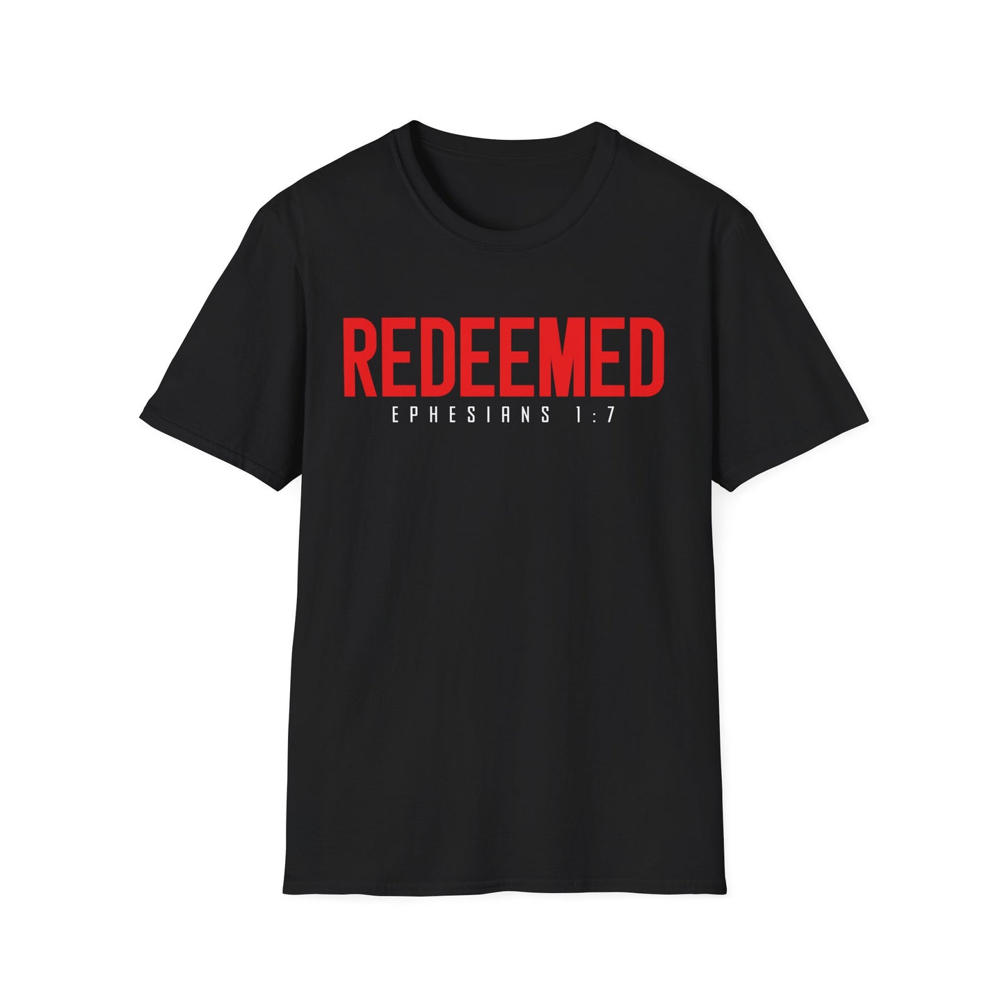 Redeemed Unisex Softstyle T-Shirt | Faith-Based Apparel, Christian Gift, Ephesians 1:7 Tee, Inspirational Shirt, Casual Wear