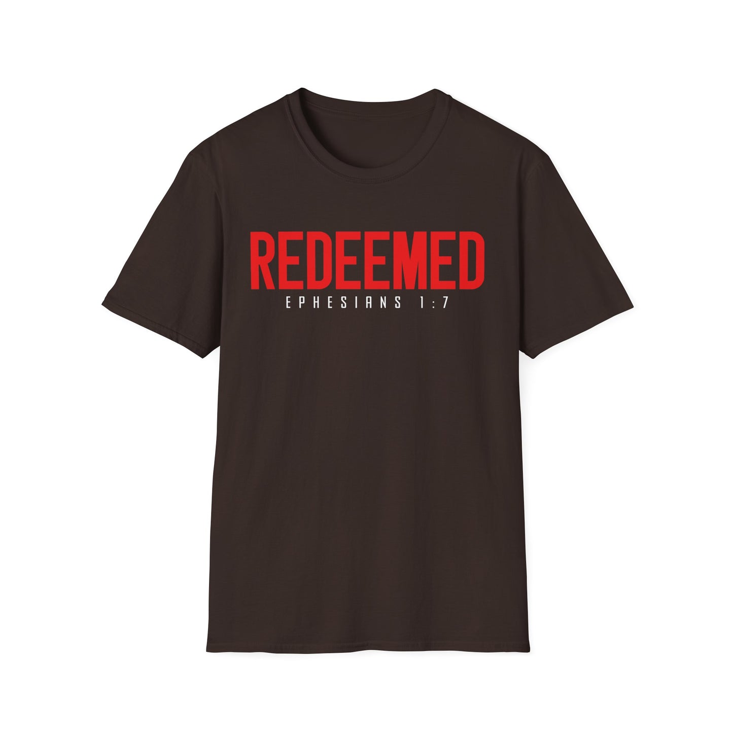 Redeemed Unisex Softstyle T-Shirt | Faith-Based Apparel, Christian Gift, Ephesians 1:7 Tee, Inspirational Shirt, Casual Wear