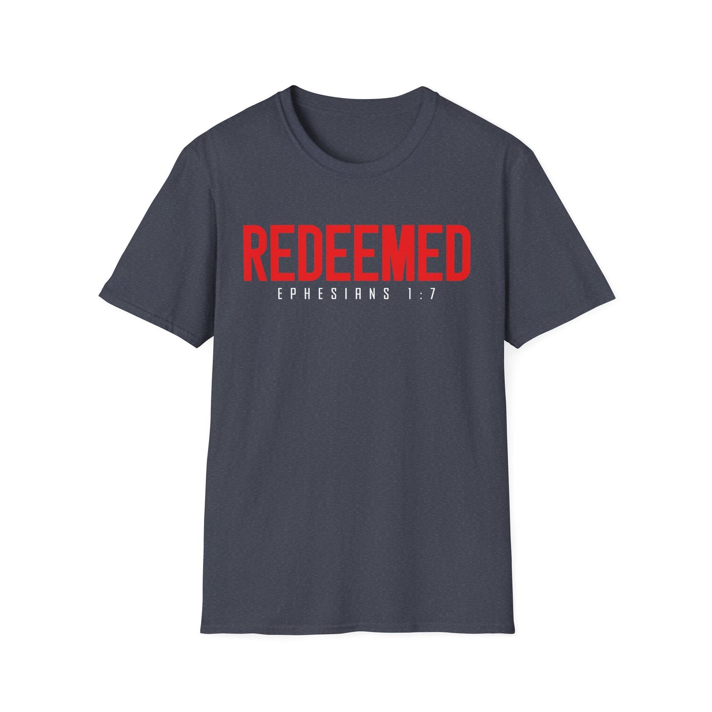 Redeemed Unisex Softstyle T-Shirt | Faith-Based Apparel, Christian Gift, Ephesians 1:7 Tee, Inspirational Shirt, Casual Wear