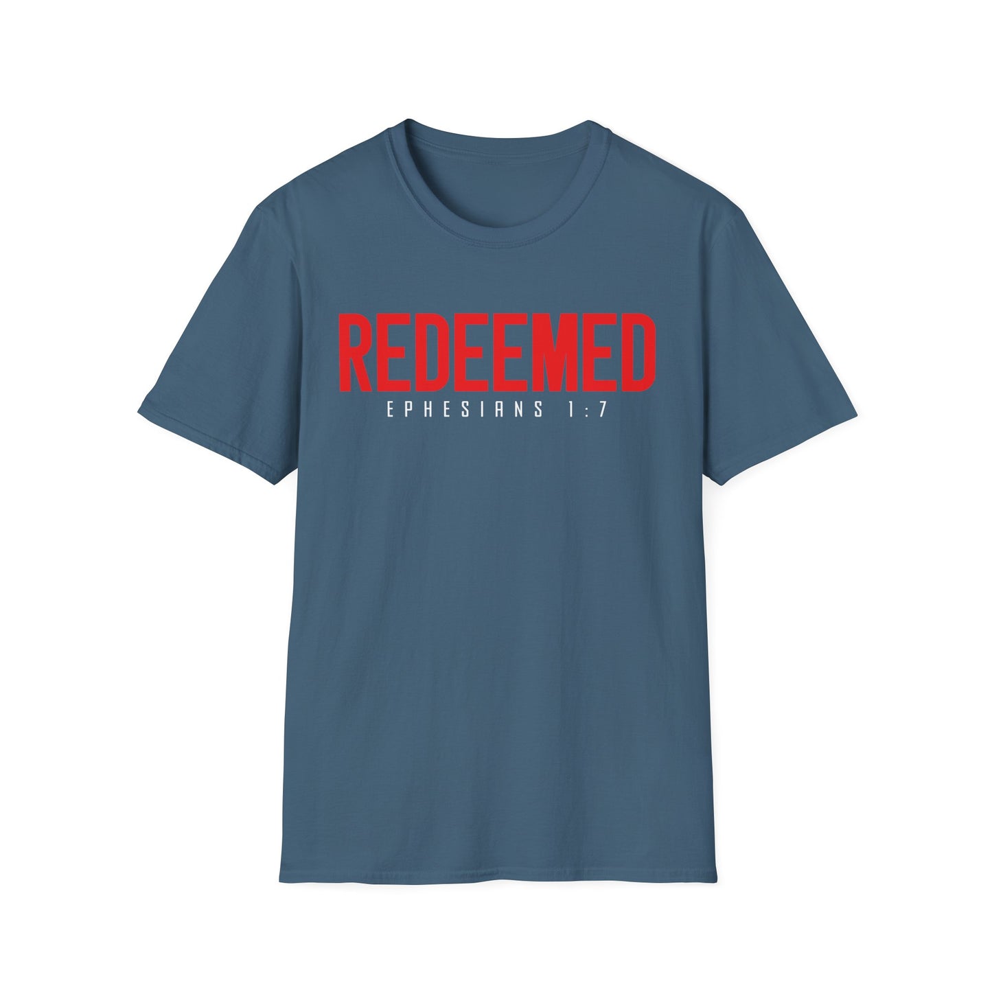 Redeemed Unisex Softstyle T-Shirt | Faith-Based Apparel, Christian Gift, Ephesians 1:7 Tee, Inspirational Shirt, Casual Wear