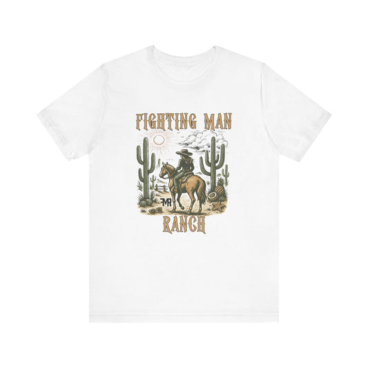 Fighting Man Ranch T-Shirt, Western Tee for Cowboy Lovers, Rustic Style Apparel, Casual Wear, Gift for Ranch Enthusiasts, Unique Cowboy Gift