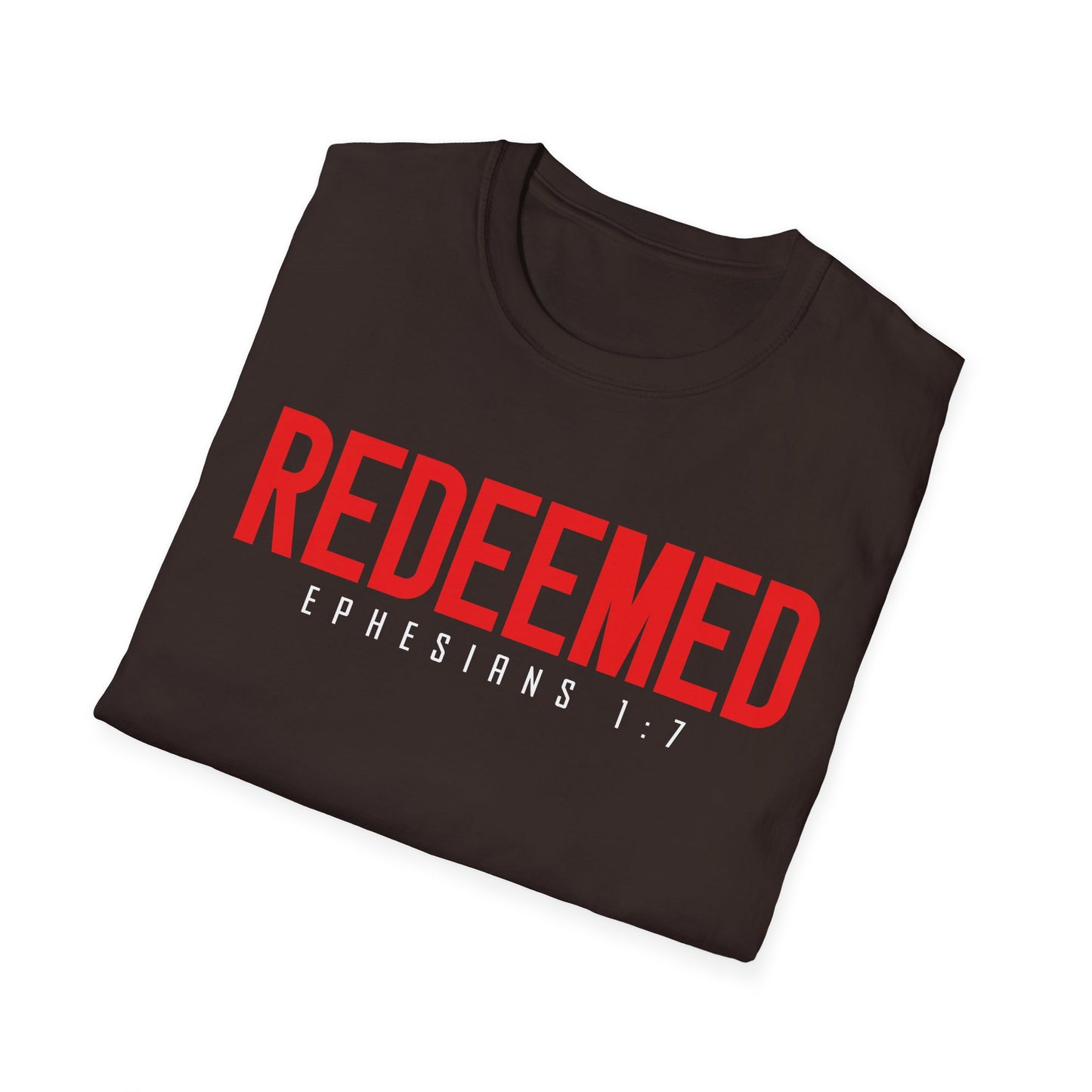 Redeemed Unisex Softstyle T-Shirt | Faith-Based Apparel, Christian Gift, Ephesians 1:7 Tee, Inspirational Shirt, Casual Wear